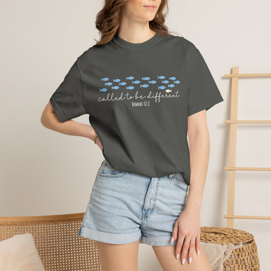 Called to Be Different Fish Graphic T-Shirt — Romans 12:2 Christian Faith Tee