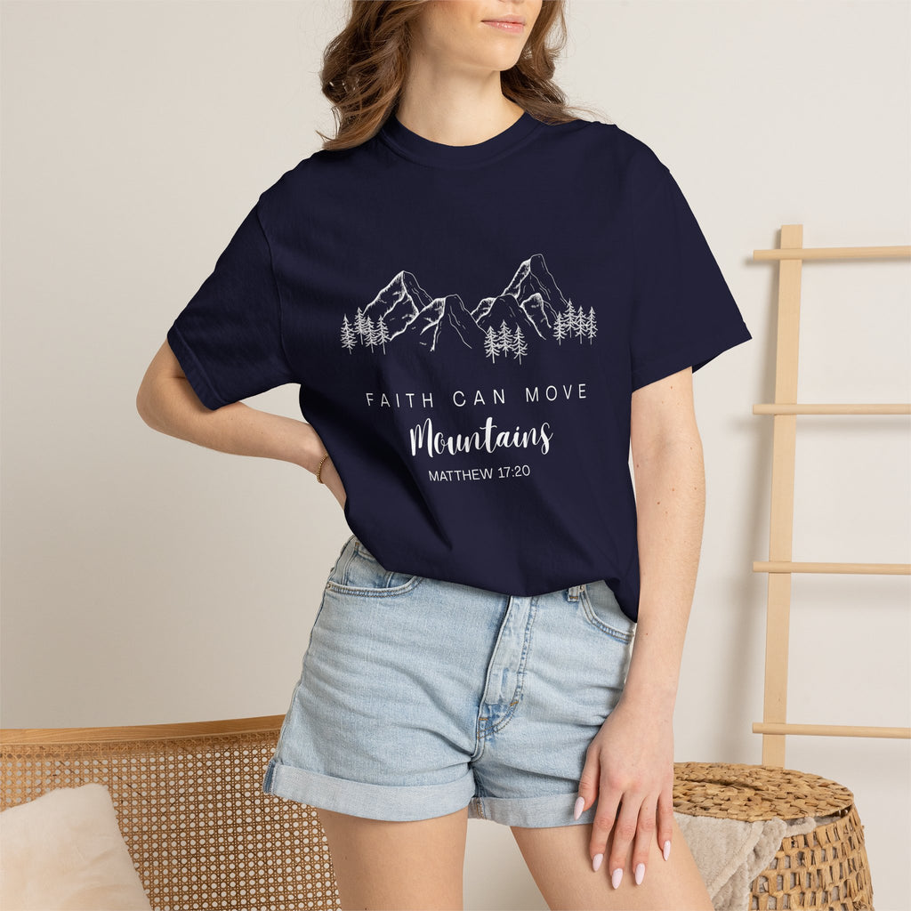 Faith Can Move Mountains T-Shirt — Matthew 17:20 Christian Mountain Graphic Tee