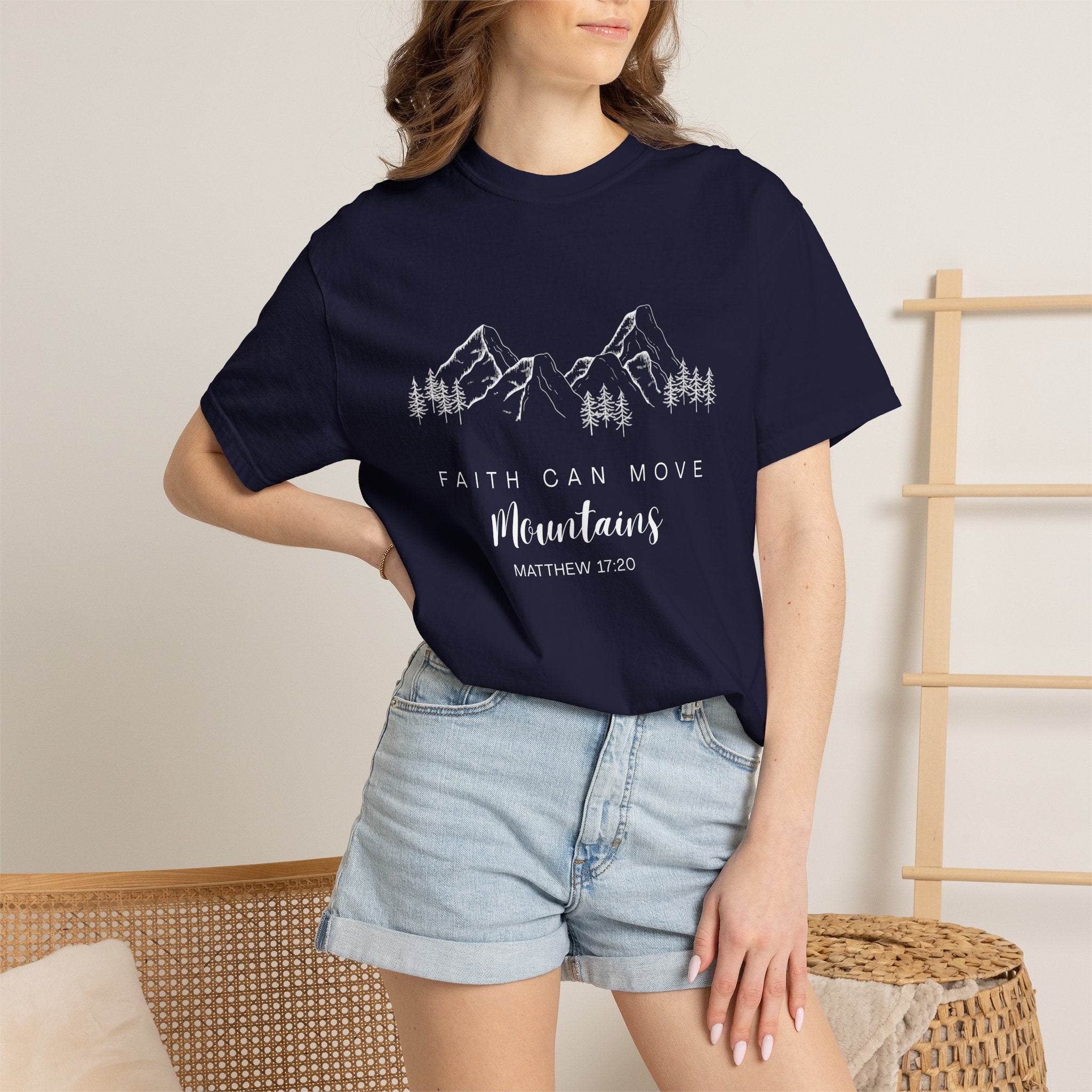 Faith Can Move Mountains T-Shirt — Matthew 17:20 Christian Mountain Graphic Tee