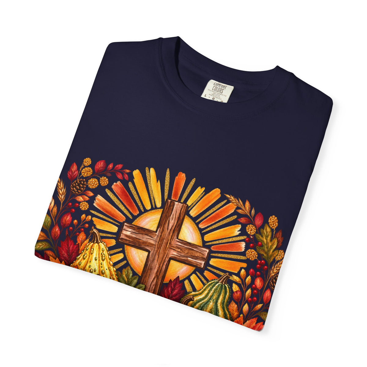 Autumn Harvest Cross TShirt Fall Pumpkin  and Faith Graphic