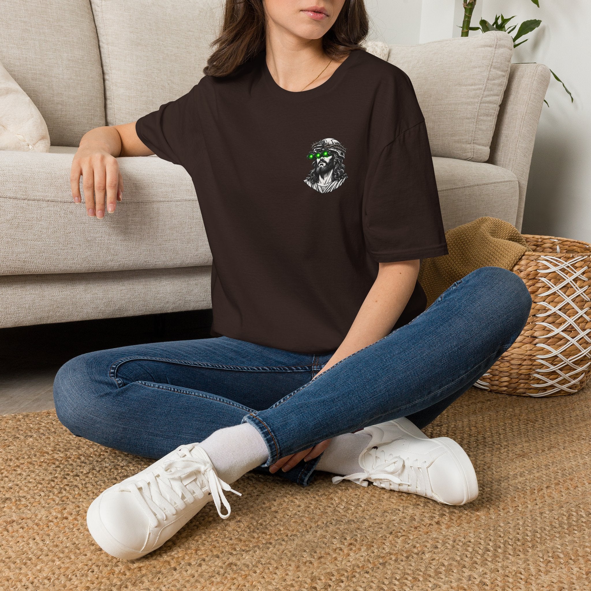 Night Vision Jesus T-Shirt — Retro Neon God Graphic Tee