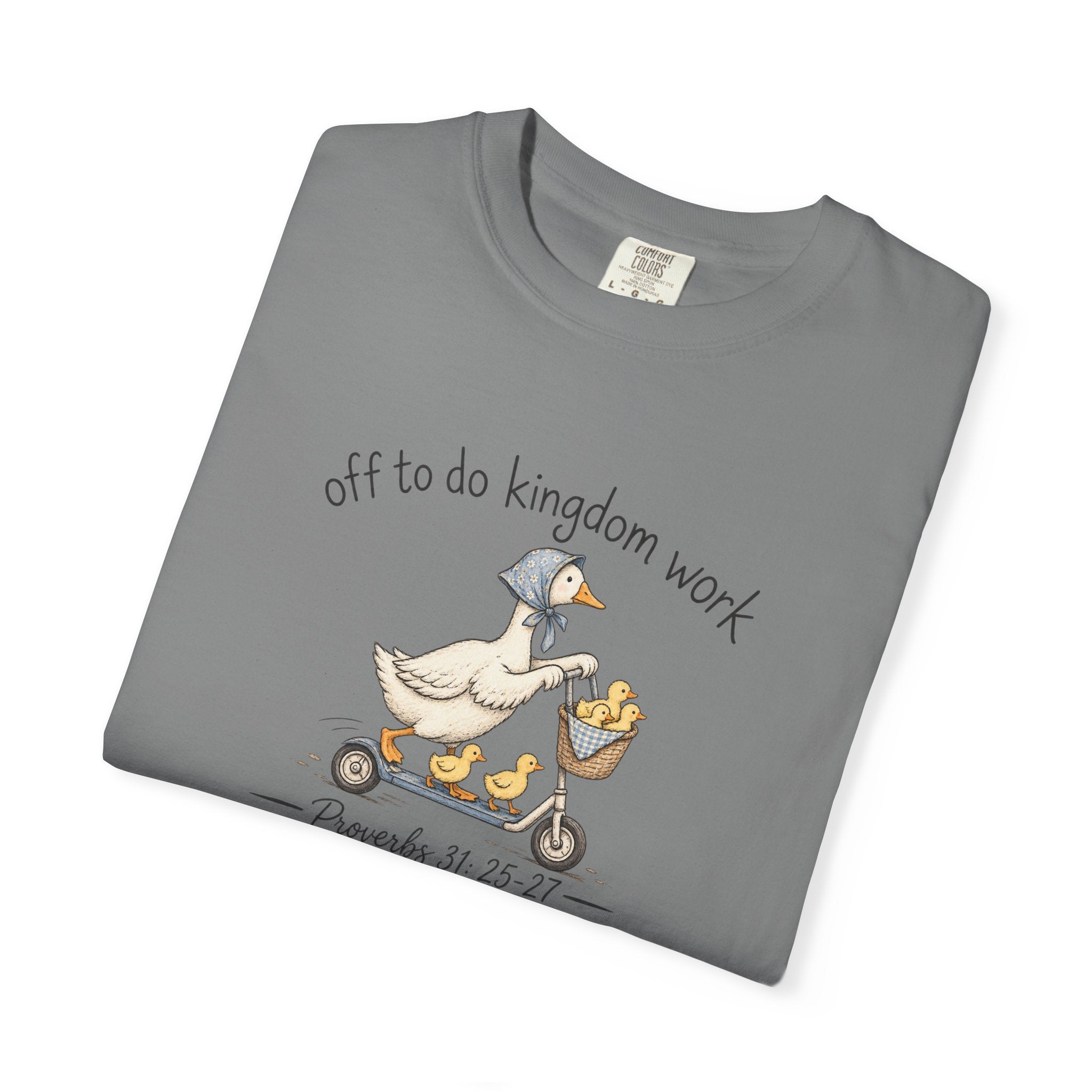 Duck Scooter T-Shirt — "Gf to do kingdom work" Cute Vintage Animal Tee