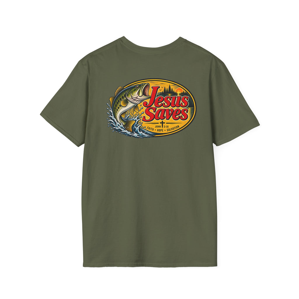 Jesus Saves Fishing Graphic T-Shirt