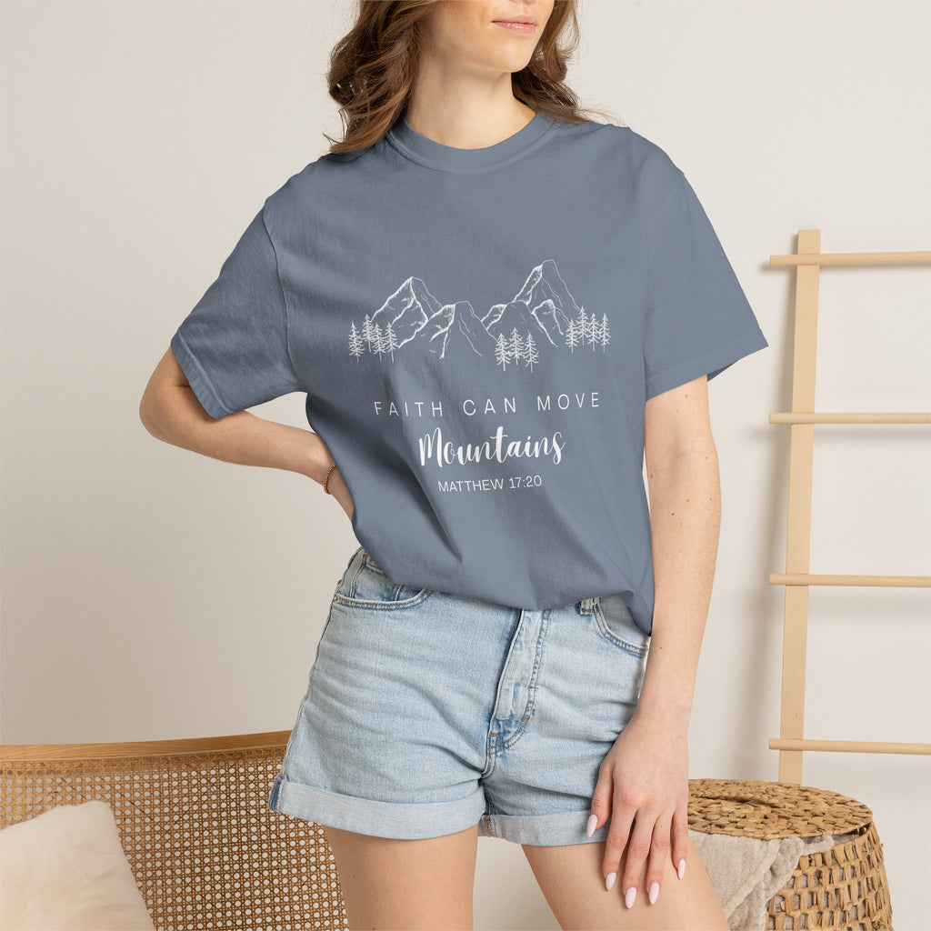 Faith Can Move Mountains T-Shirt — Matthew 17:20 Christian Mountain Graphic Tee