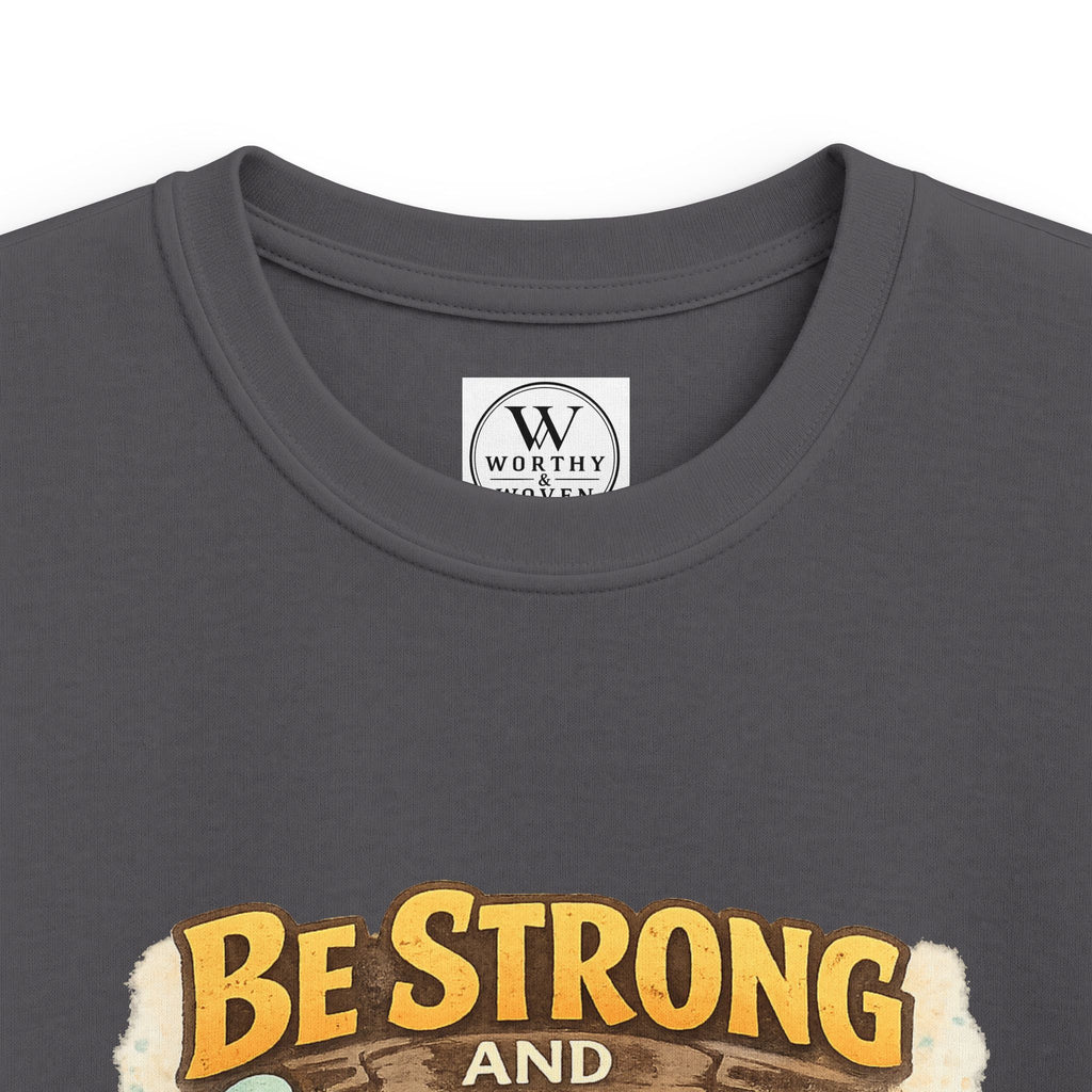 Be Strong and Courageous Kids T‑Shirt — Lion Design, "Do Not Be Afraid" (Bible Verse)