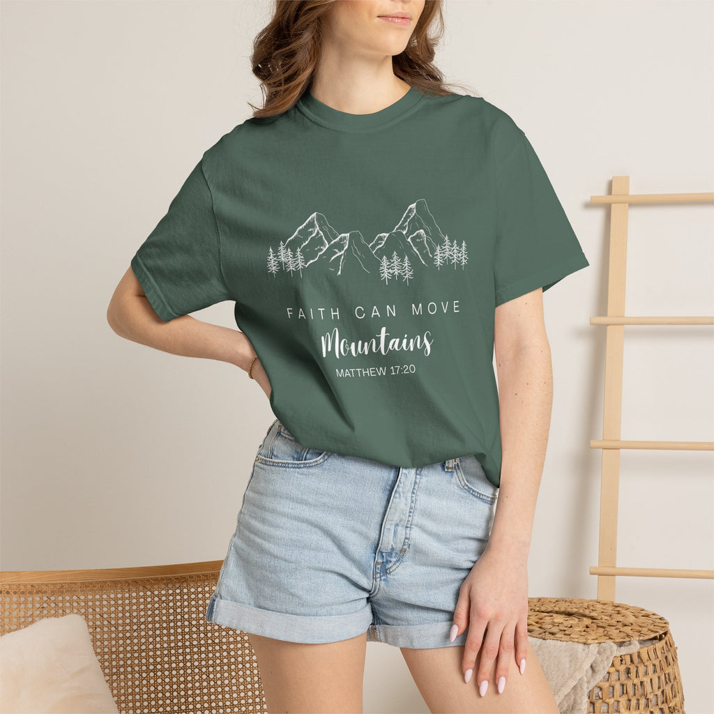 Faith Can Move Mountains T-Shirt — Matthew 17:20 Christian Mountain Graphic Tee