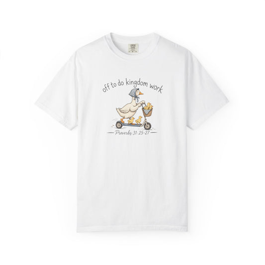 Duck Scooter T-Shirt — "Gf to do kingdom work" Cute Vintage Animal Tee
