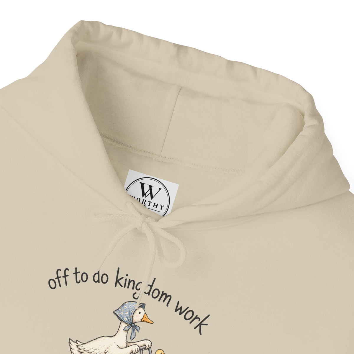 Hoodie — "Off to Do Kingdom Work" Goose Cartoon Christian Hoodie (Proverbs 31:25-27)