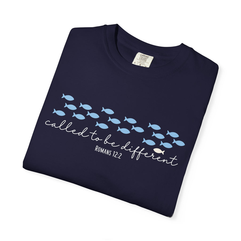 Called to Be Different Fish Graphic T-Shirt — Romans 12:2 Christian Faith Tee