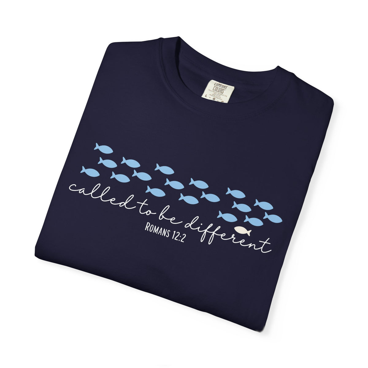 Called to Be Different Fish Graphic T-Shirt — Romans 12:2 Christian Faith Tee