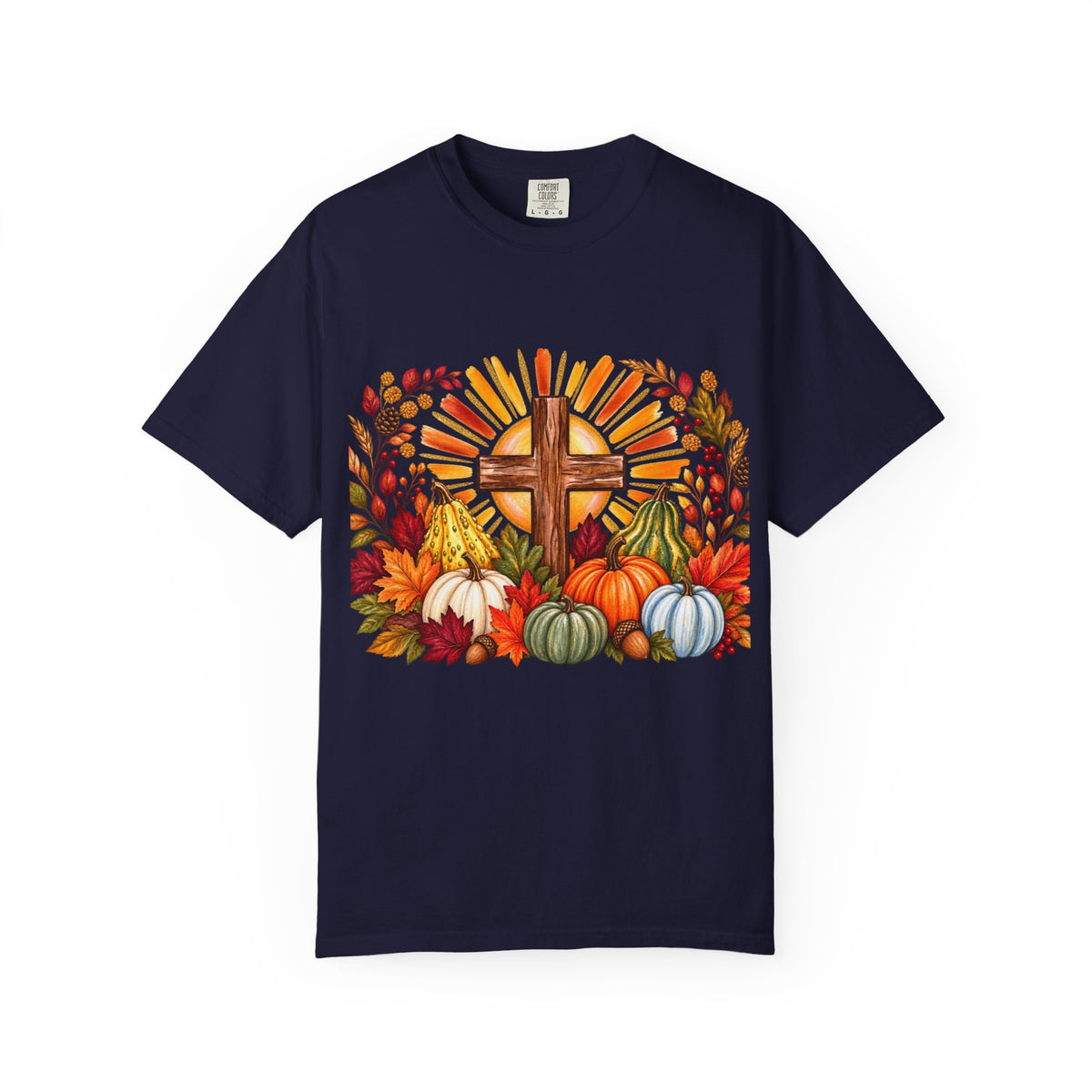 Autumn Harvest Cross TShirt Fall Pumpkin  and Faith Graphic