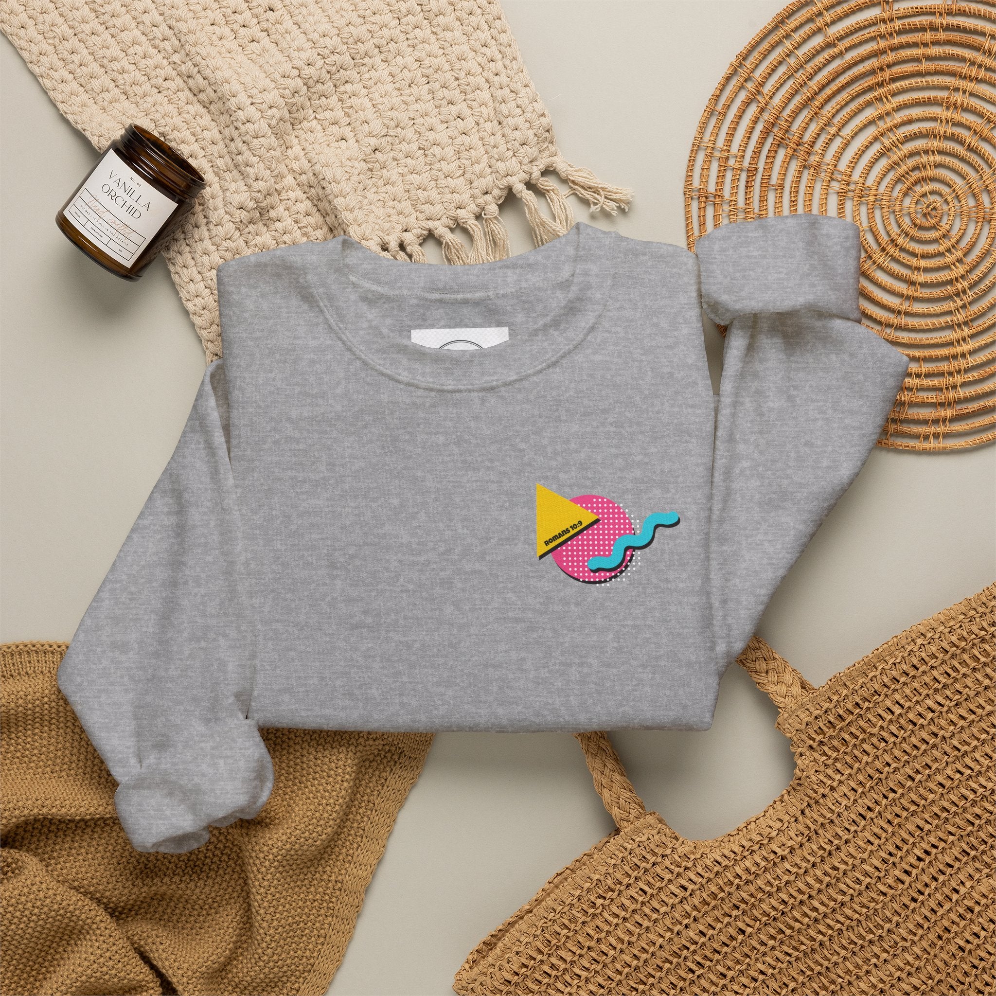 Saved by the Lord Crewneck Sweatshirt — Retro 80s Christian Graphic