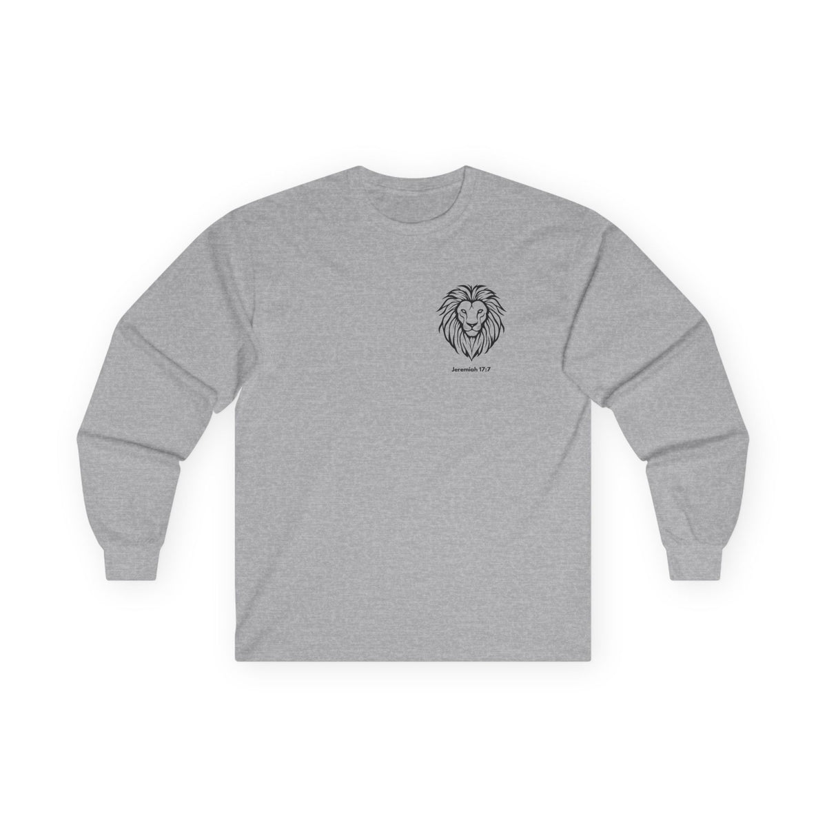 Blessed Is The Man Lion Long Sleeve Tee — "Blessed is the man who trust in The Lord" (Jeremiah 17:7)