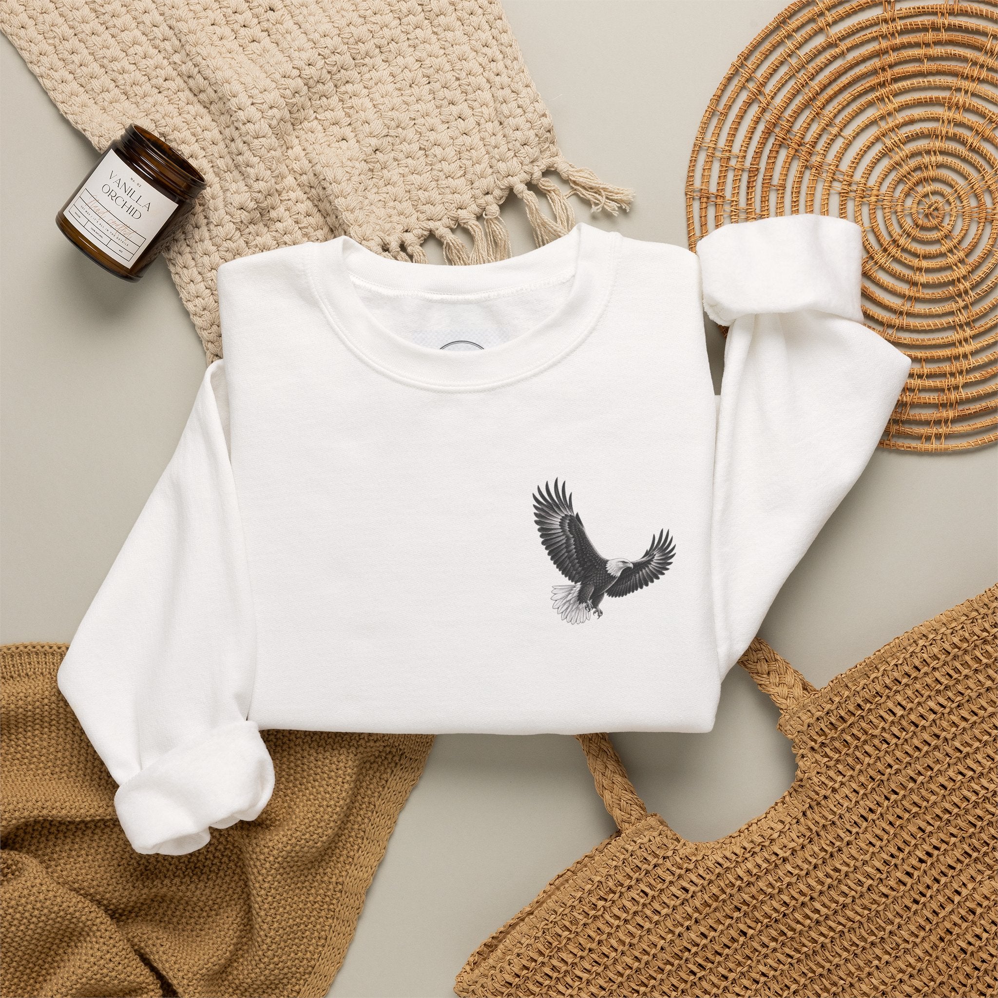 Christian Eagle Crewneck Sweatshirt — "Hope in the Lord, Find New Strength" Back Graphic
