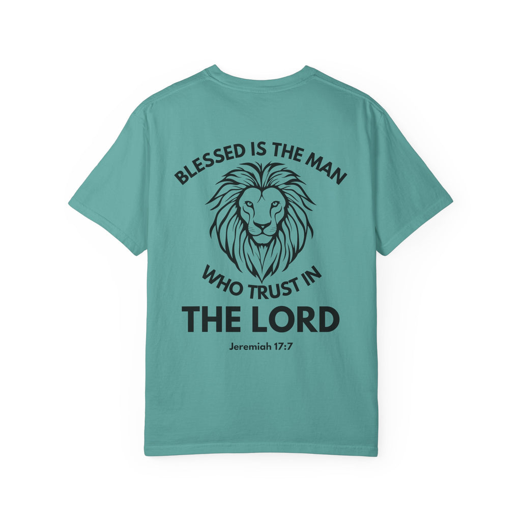 Christian Lion T-Shirt — "Blessed Is The Man Who Trust in The Lord" (Jeremiah 17:7)