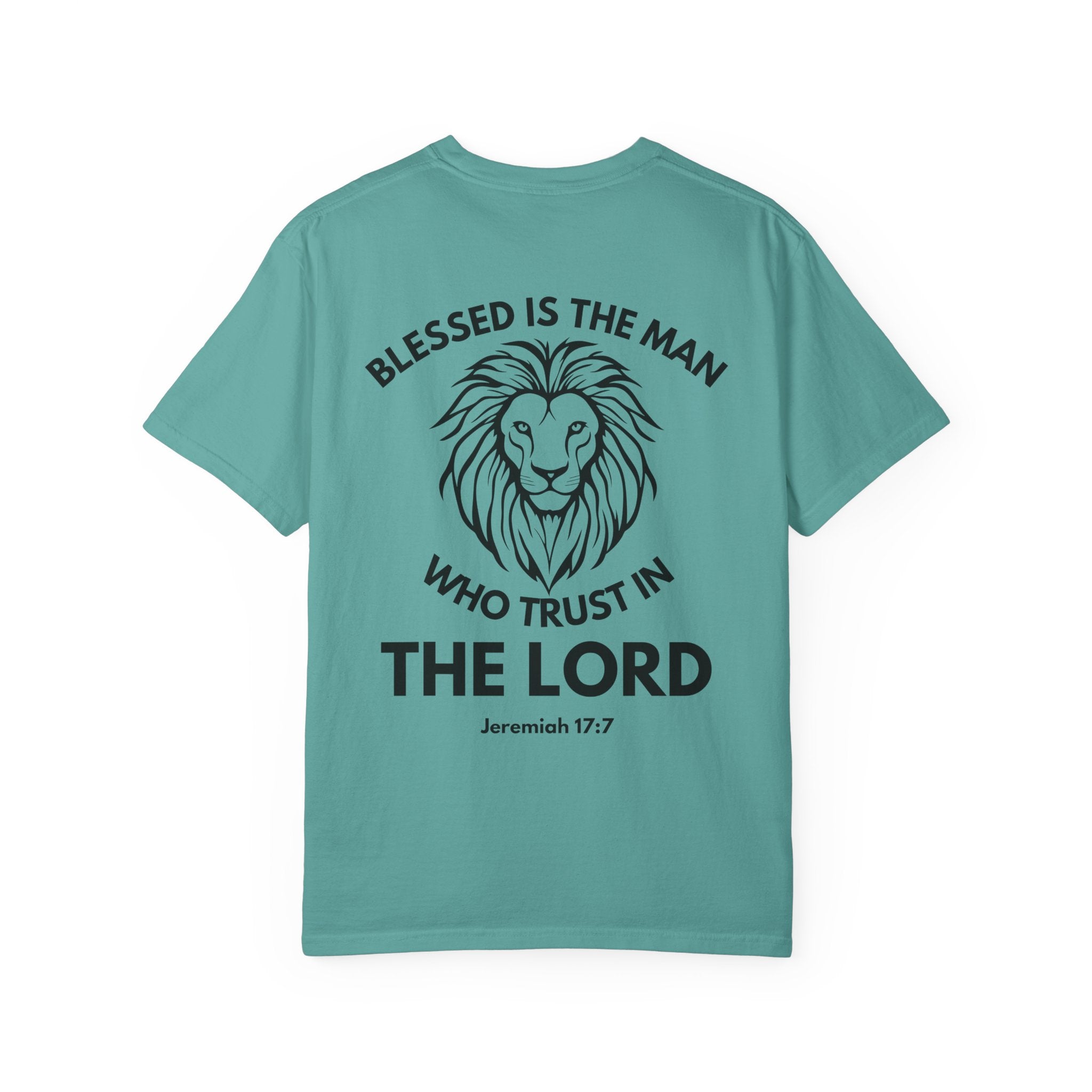 Christian Lion T-Shirt — "Blessed Is The Man Who Trust in The Lord" (Jeremiah 17:7)
