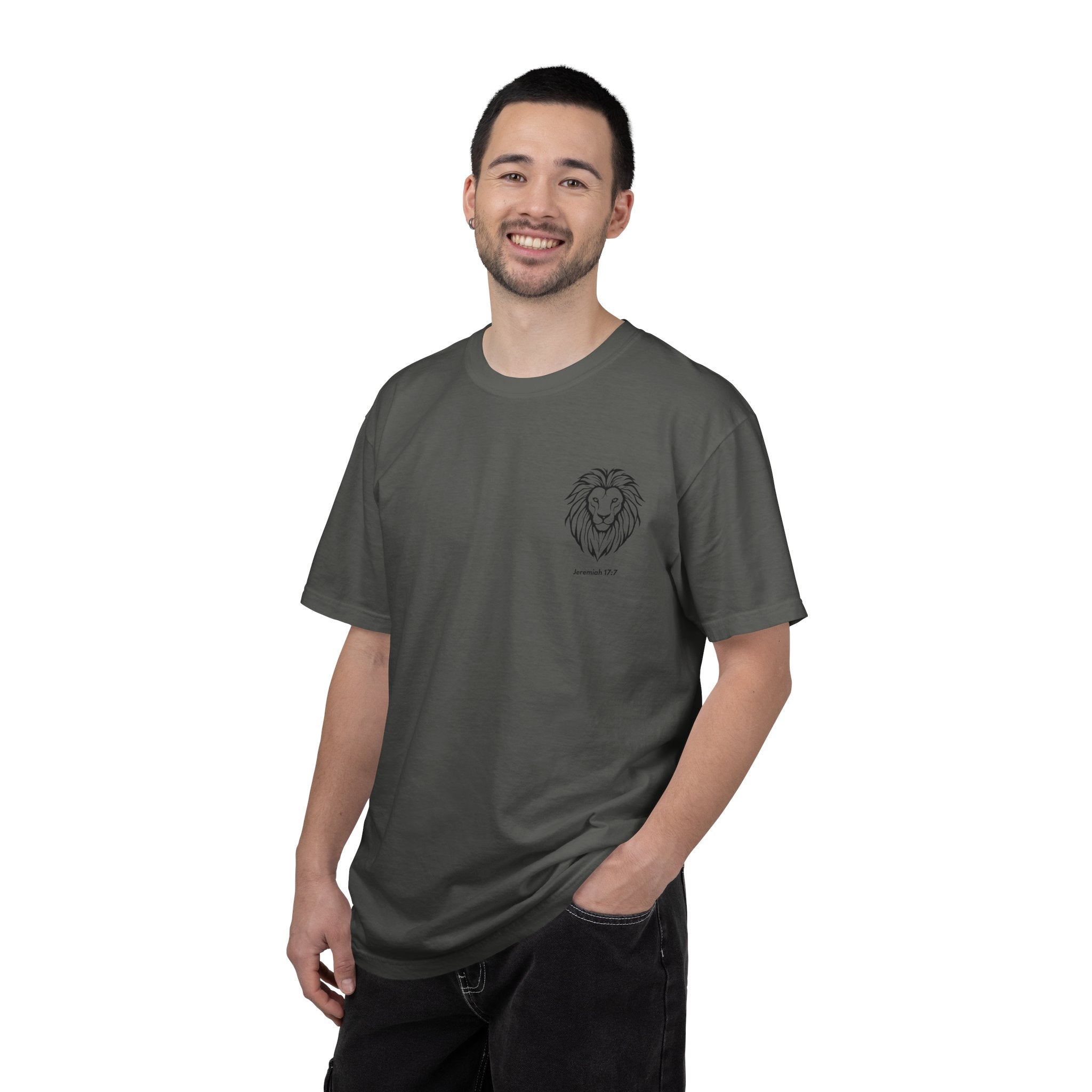 Christian Lion T-Shirt — "Blessed Is The Man Who Trust in The Lord" (Jeremiah 17:7)