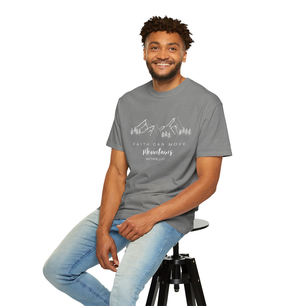 Faith Can Move Mountains T-Shirt — Matthew 17:20 Christian Mountain Graphic Tee