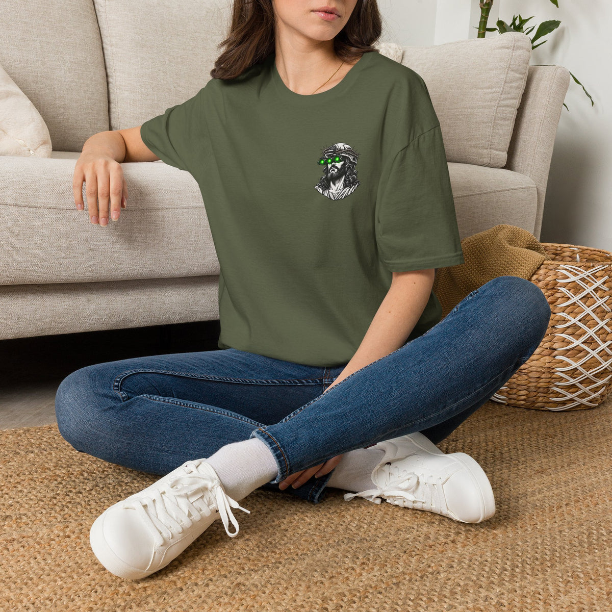 Night Vision Jesus T-Shirt — Retro Neon God Graphic Tee