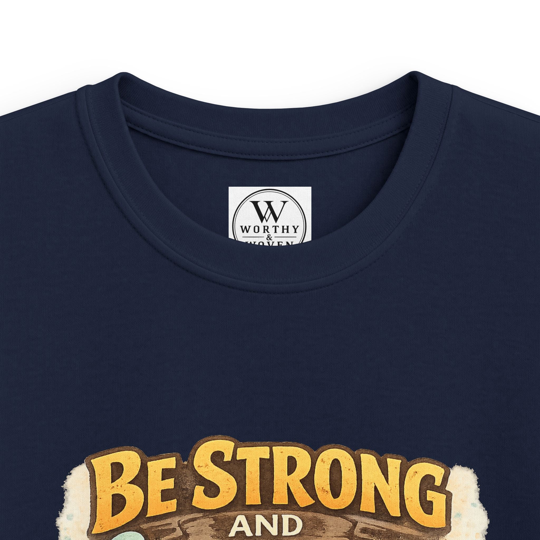 Be Strong and Courageous Kids T‑Shirt — Lion Design, "Do Not Be Afraid" (Bible Verse)