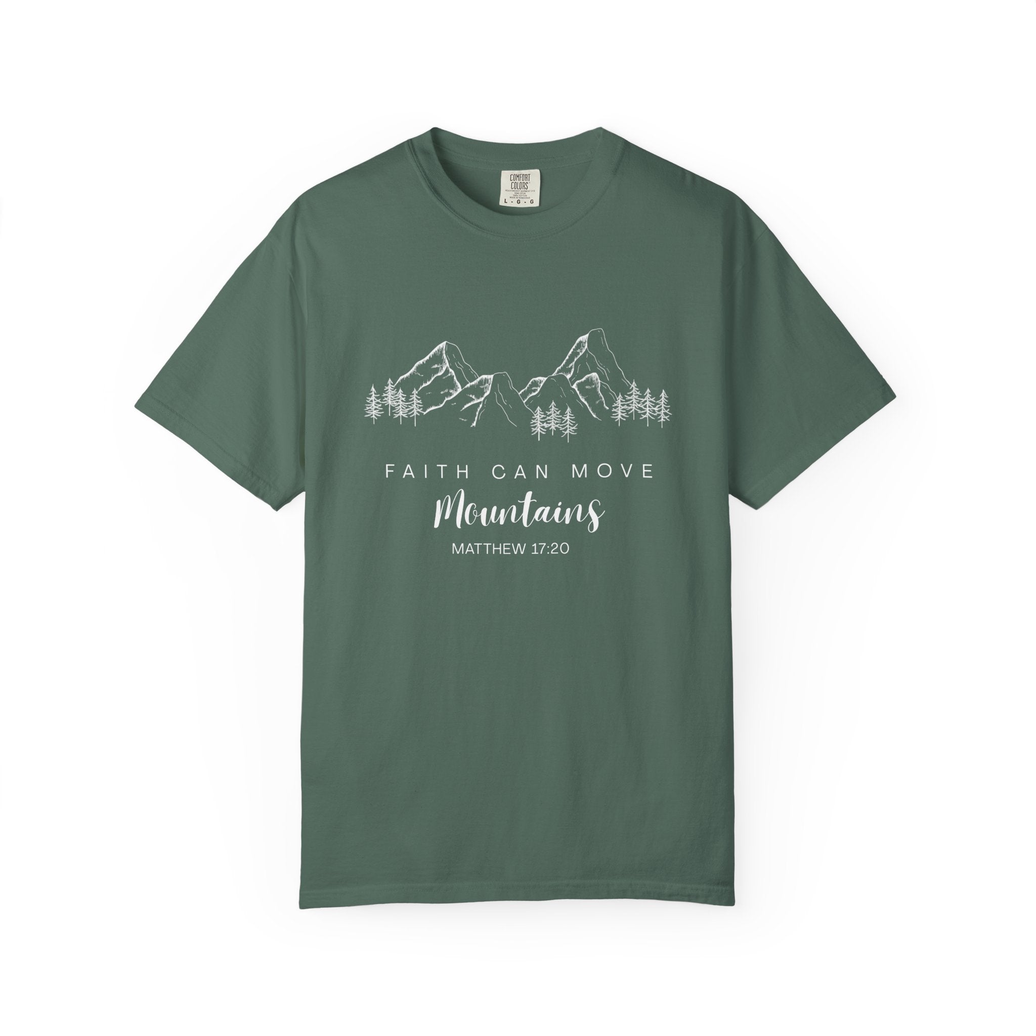 Faith Can Move Mountains T-Shirt — Matthew 17:20 Christian Mountain Graphic Tee