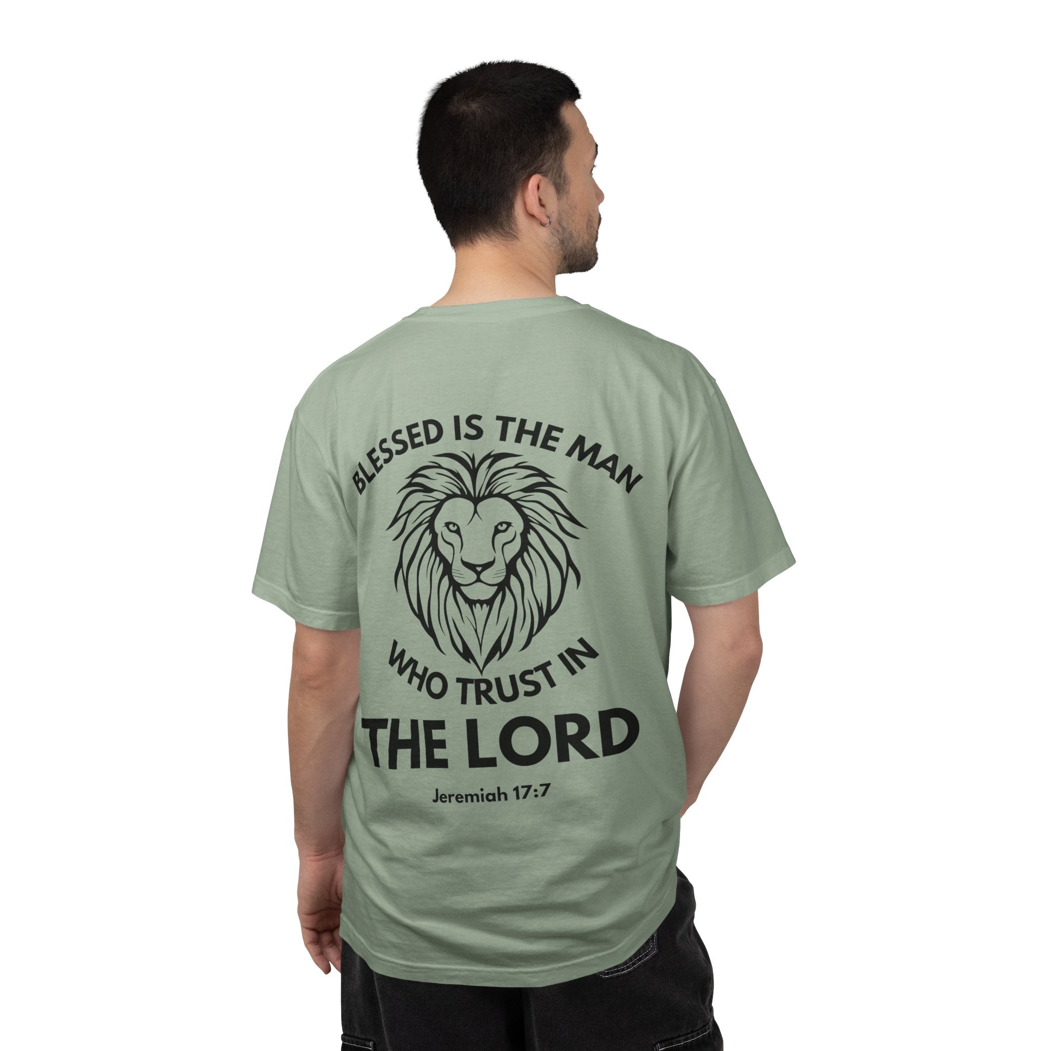 Christian Lion T-Shirt — "Blessed Is The Man Who Trust in The Lord" (Jeremiah 17:7)
