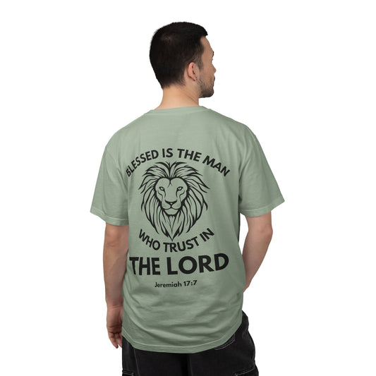 Christian Lion T-Shirt — "Blessed Is The Man Who Trust in The Lord" (Jeremiah 17:7)
