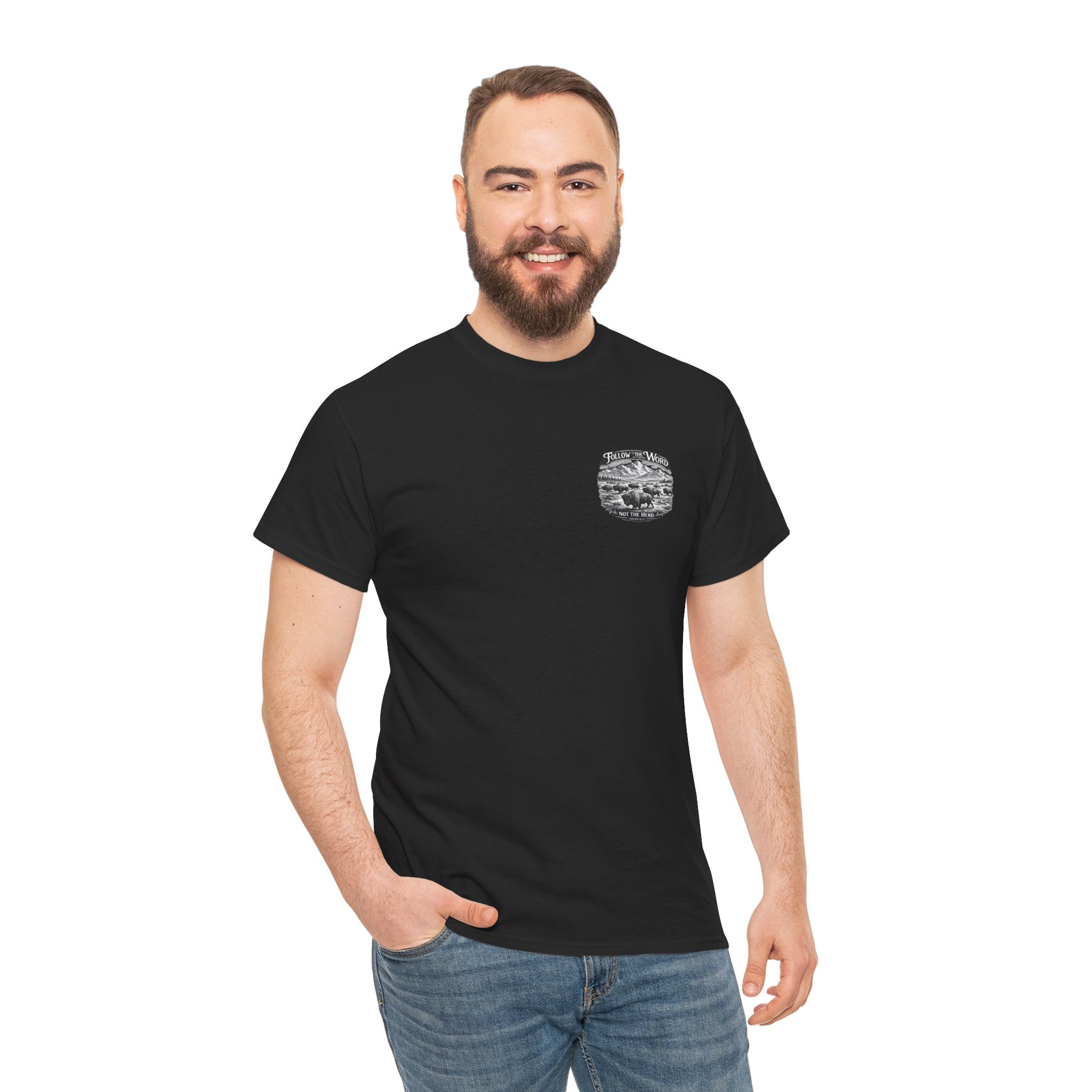 'Follow the Word, Not the Herd' Buffalo Mountain Graphic Tee