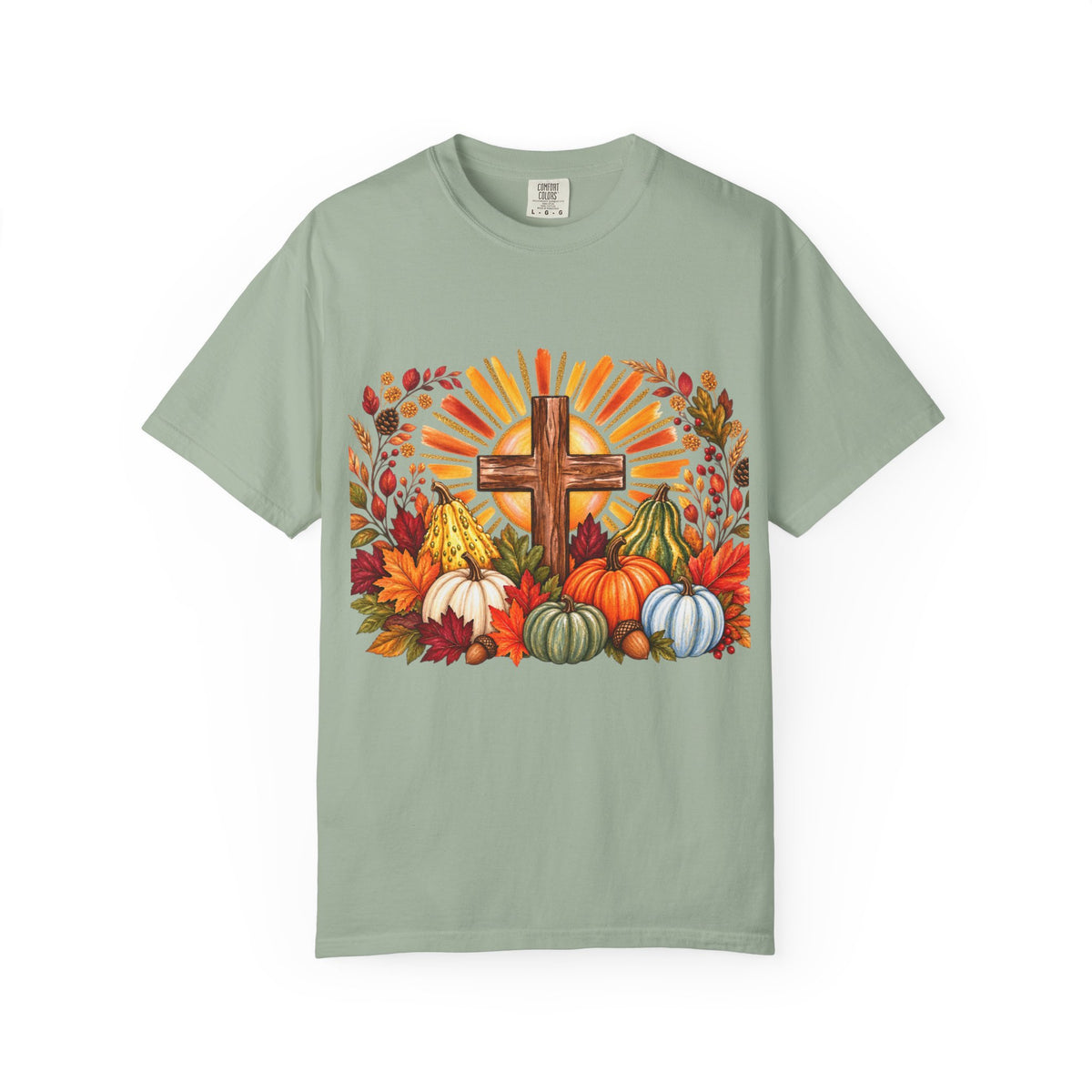 Autumn Harvest Cross TShirt Fall Pumpkin  and Faith Graphic