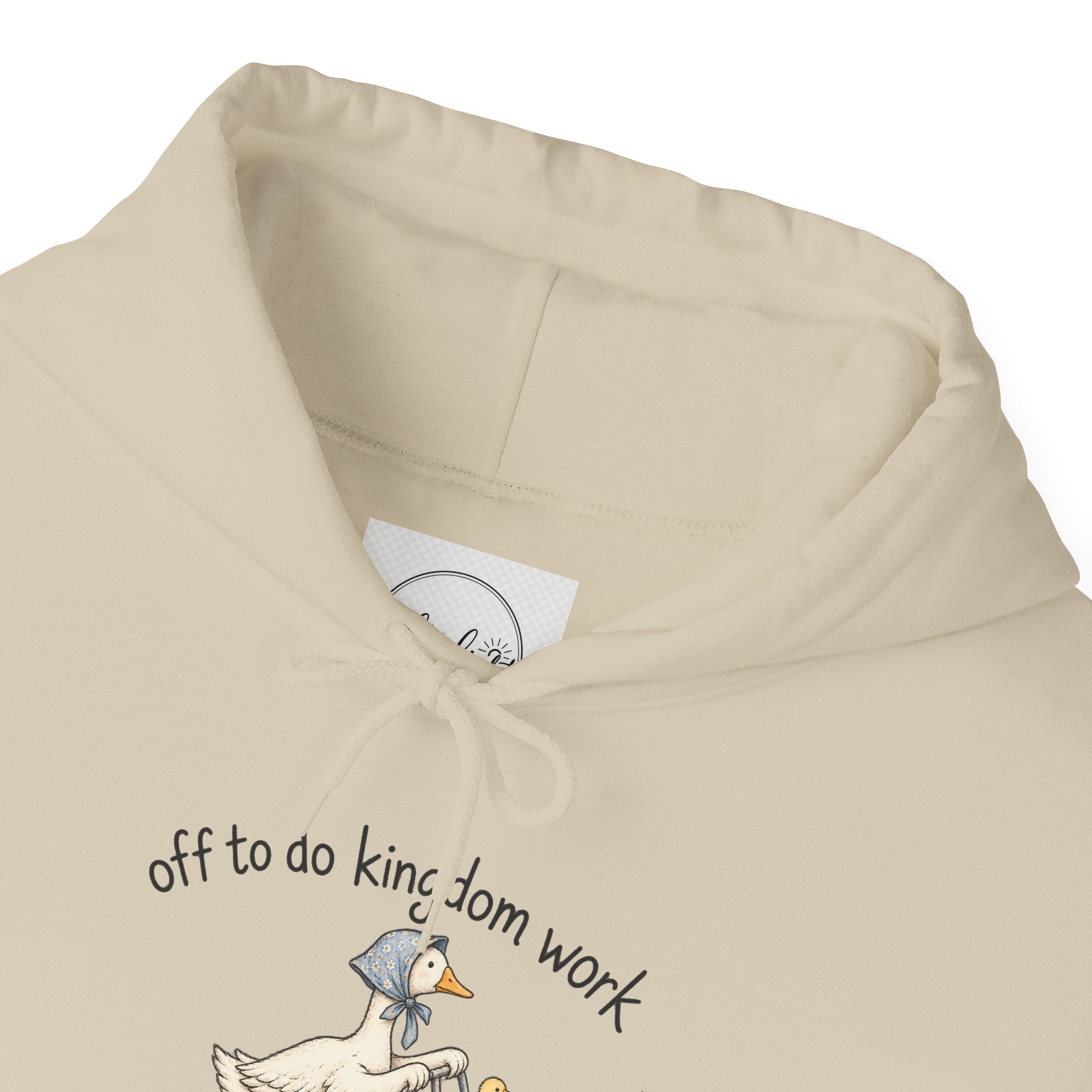 Hoodie — "Off to Do Kingdom Work" Goose Cartoon Christian Hoodie (Proverbs 31:25-27)