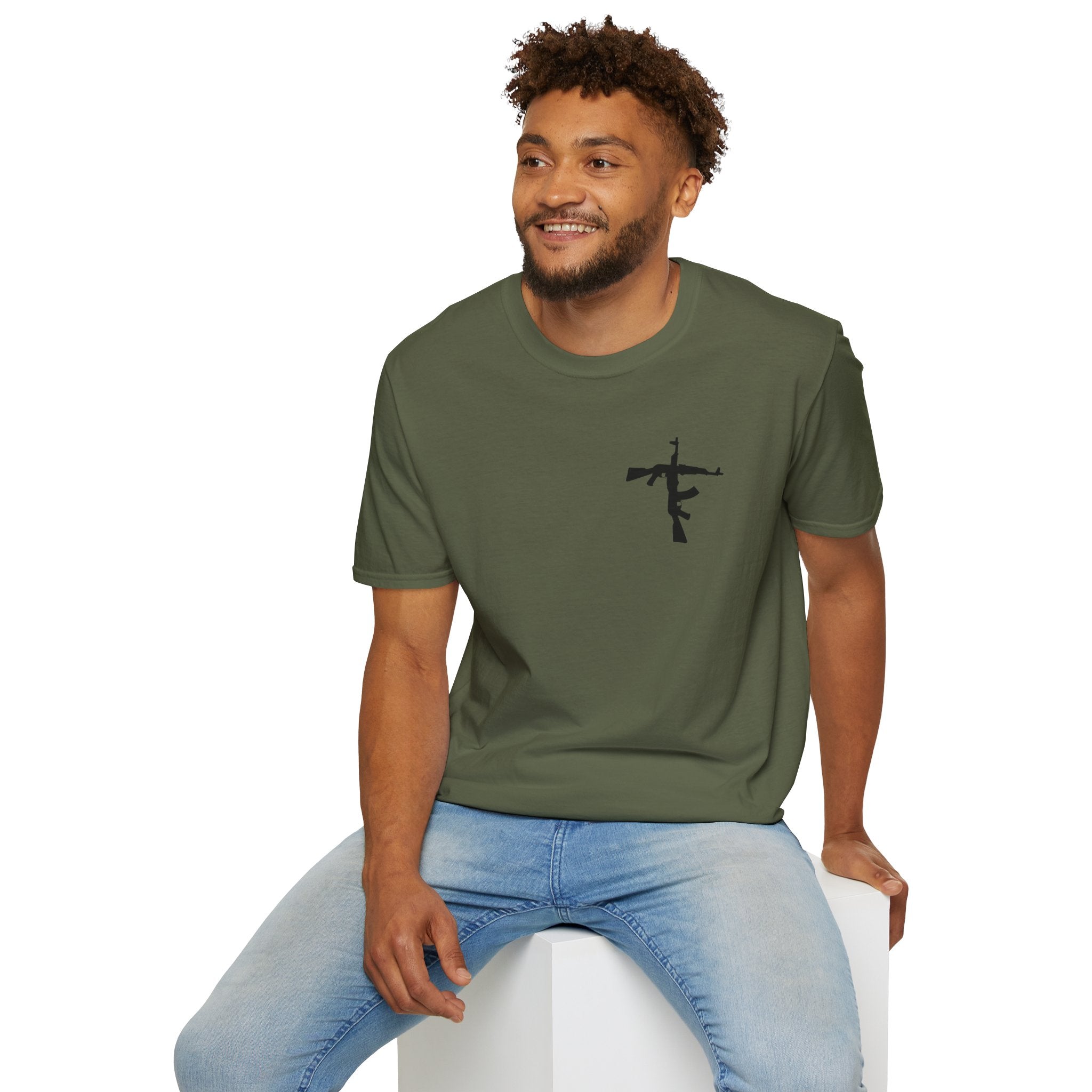 Crossed Rifle Minimalist T‑Shirt — Tactical Silhouette Graphic Tee