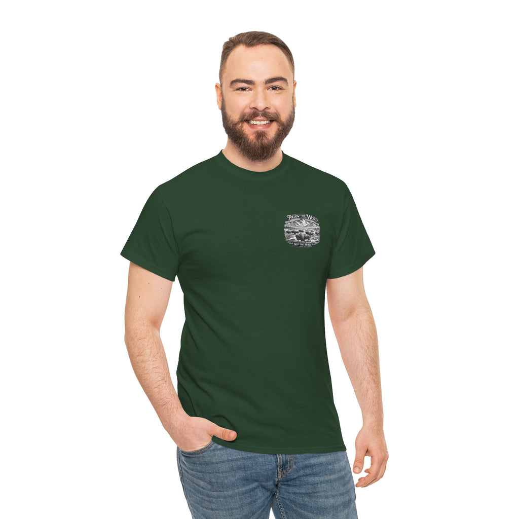 'Follow the Word, Not the Herd' Buffalo Mountain Graphic Tee