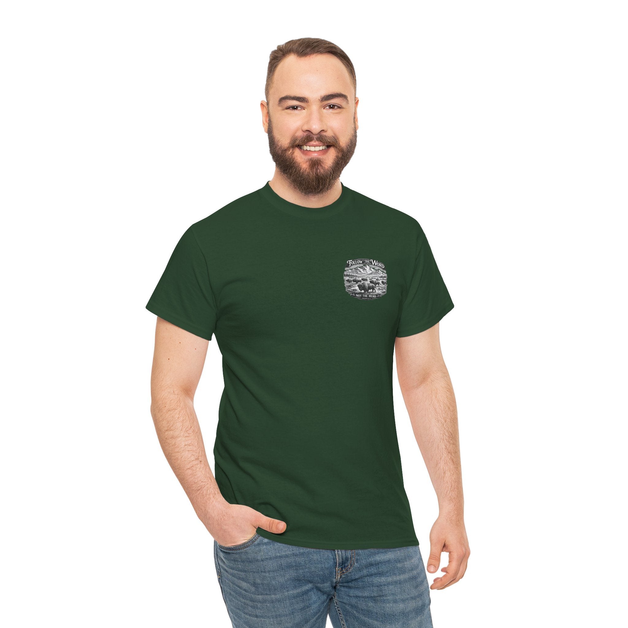 'Follow the Word, Not the Herd' Buffalo Mountain Graphic Tee