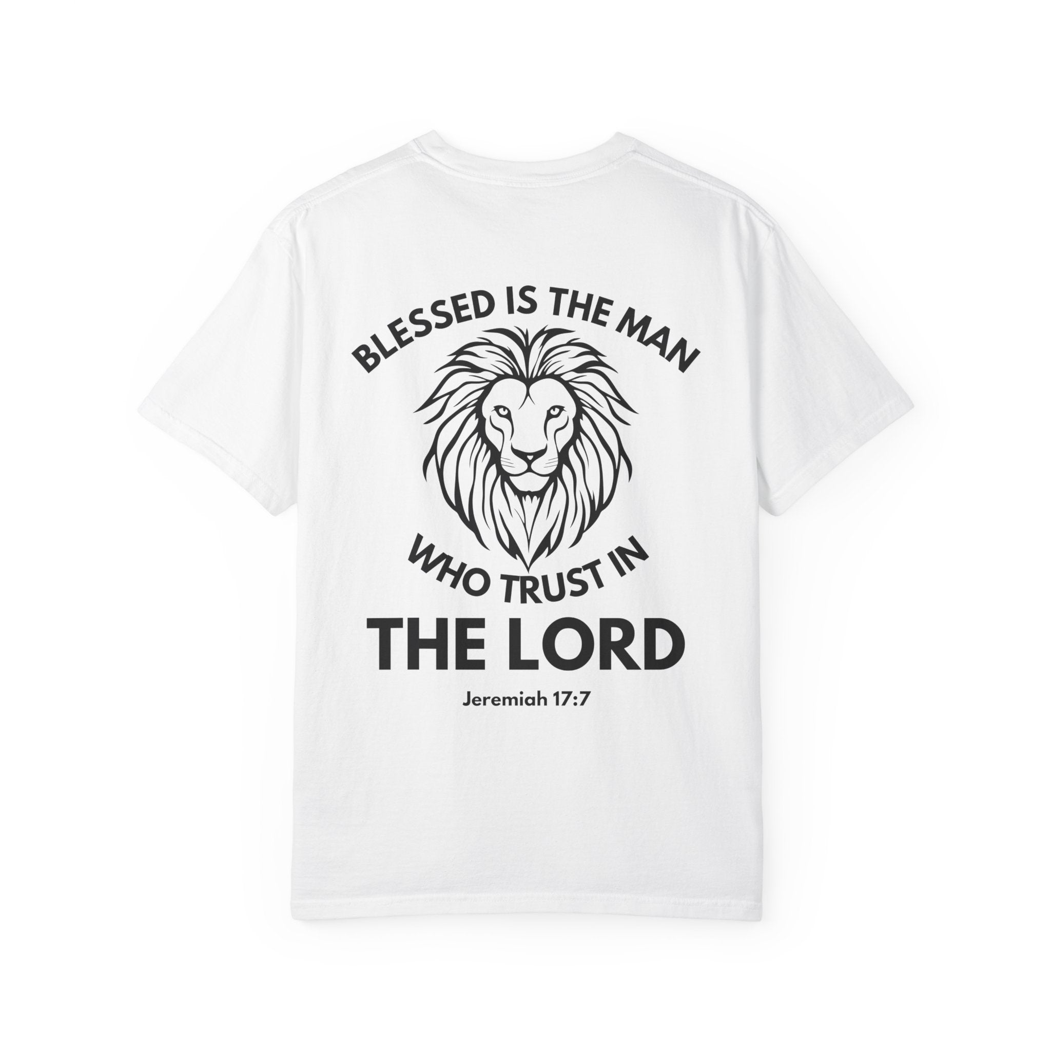 Christian Lion T-Shirt — "Blessed Is The Man Who Trust in The Lord" (Jeremiah 17:7)