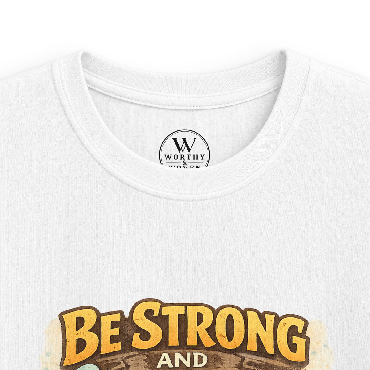 Be Strong and Courageous Kids T‑Shirt — Lion Design, "Do Not Be Afraid" (Bible Verse)