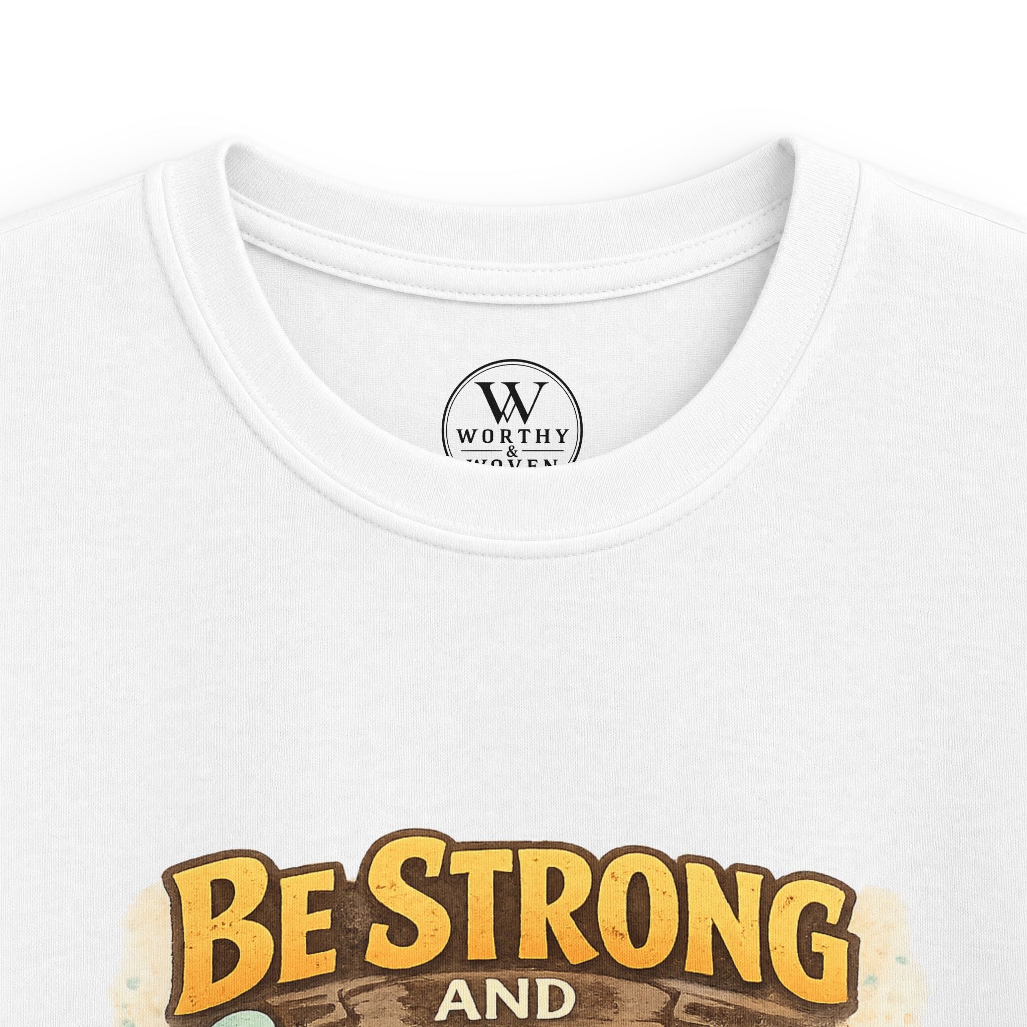 Be Strong and Courageous Kids T‑Shirt — Lion Design, "Do Not Be Afraid" (Bible Verse)