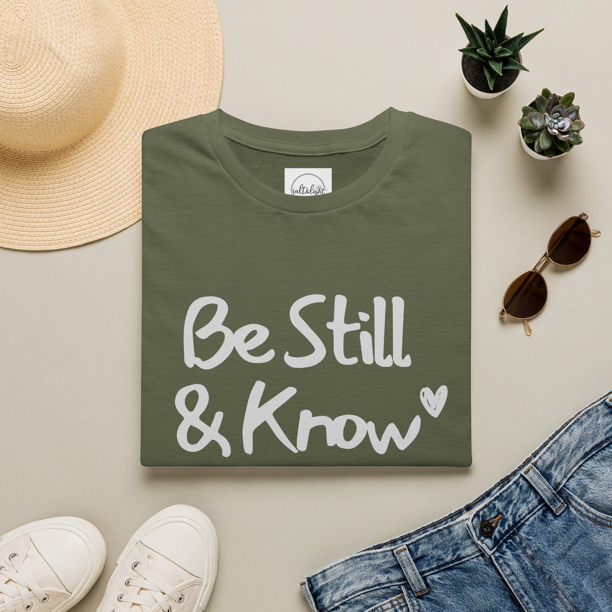 T-Shirt — "Be Still & Know" Inspirational Relaxed Tee