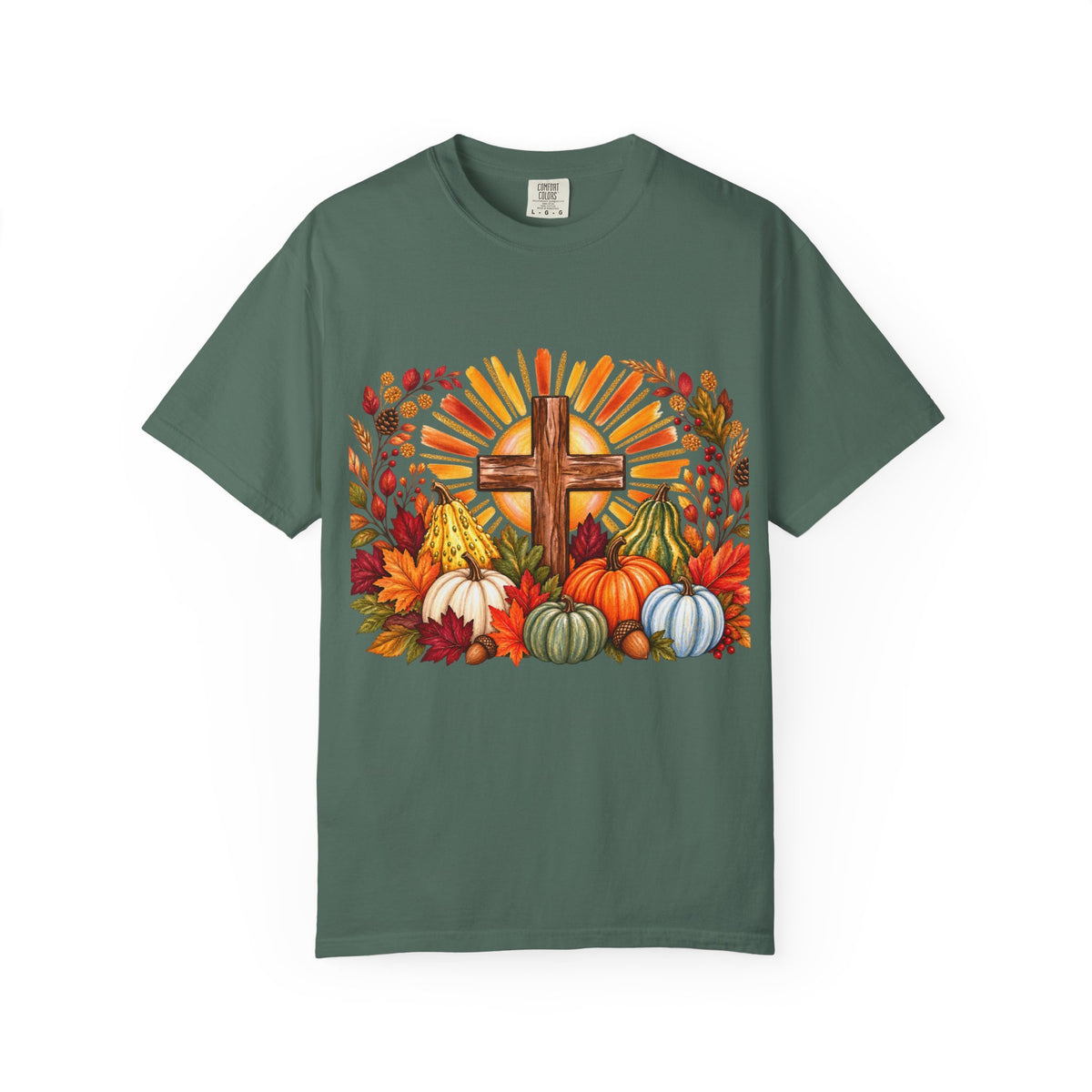 Autumn Harvest Cross TShirt Fall Pumpkin  and Faith Graphic