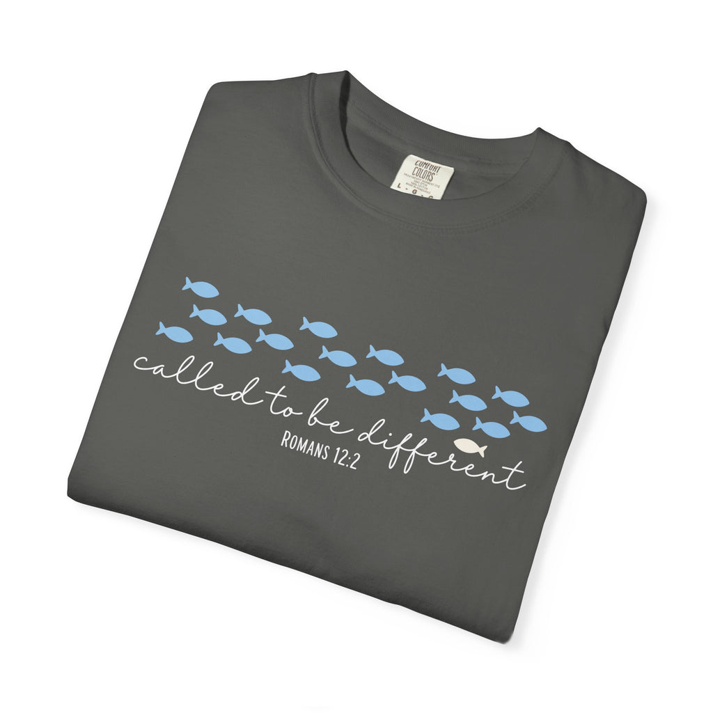 Called to Be Different Fish Graphic T-Shirt — Romans 12:2 Christian Faith Tee
