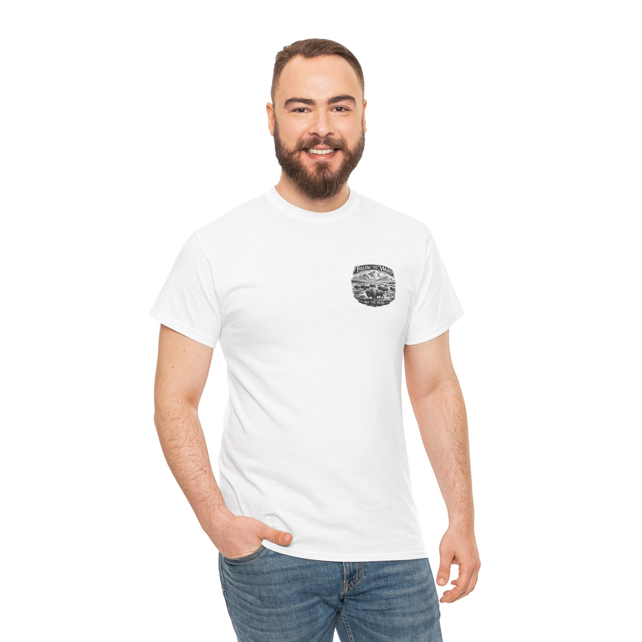 'Follow the Word, Not the Herd' Buffalo Mountain Graphic Tee