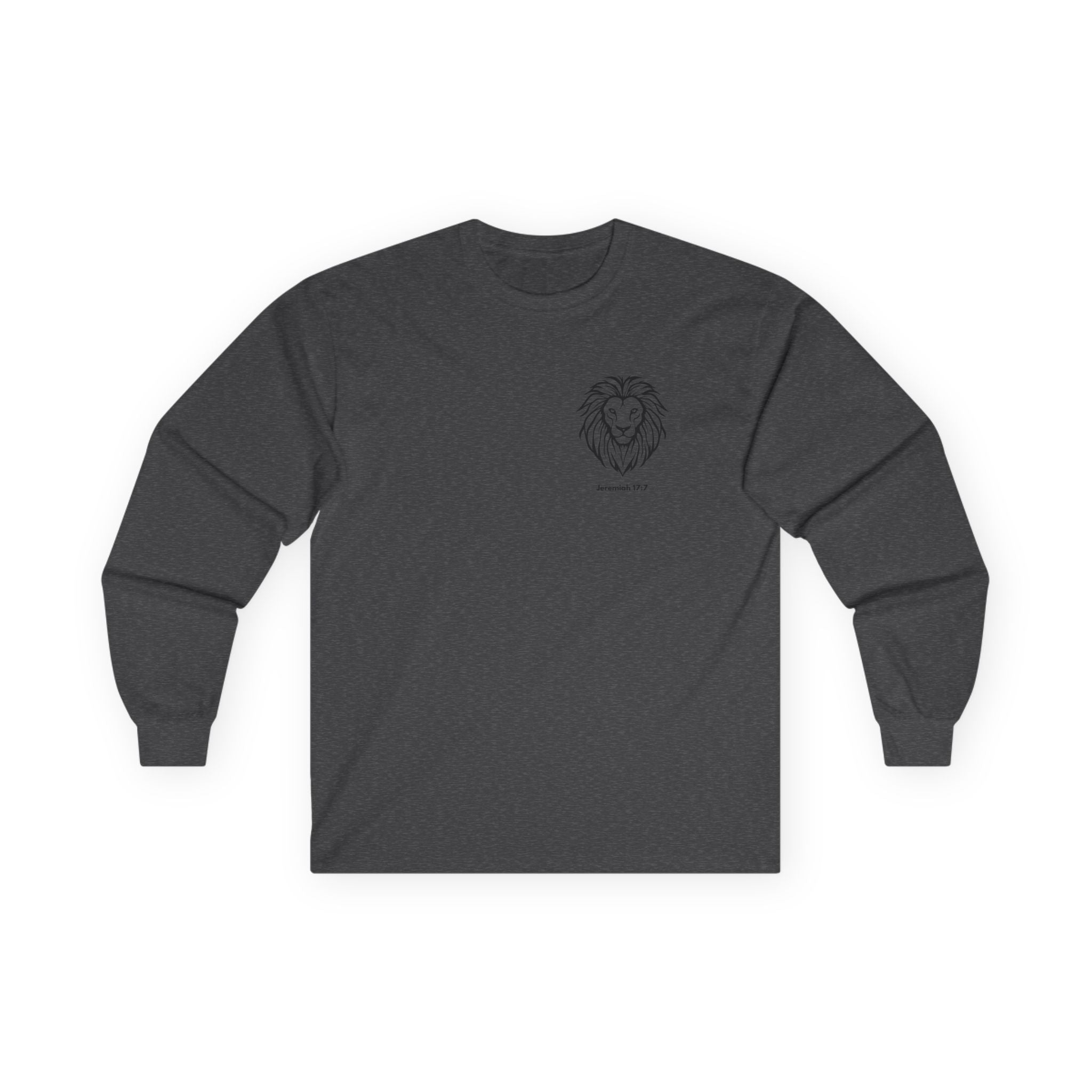 Blessed Is The Man Lion Long Sleeve Tee — "Blessed is the man who trust in The Lord" (Jeremiah 17:7)