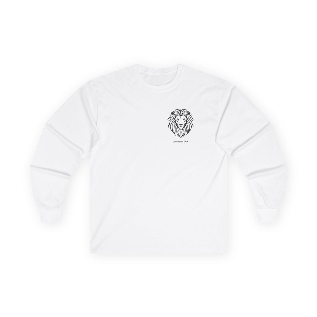 Blessed Is The Man Lion Long Sleeve Tee — "Blessed is the man who trust in The Lord" (Jeremiah 17:7)