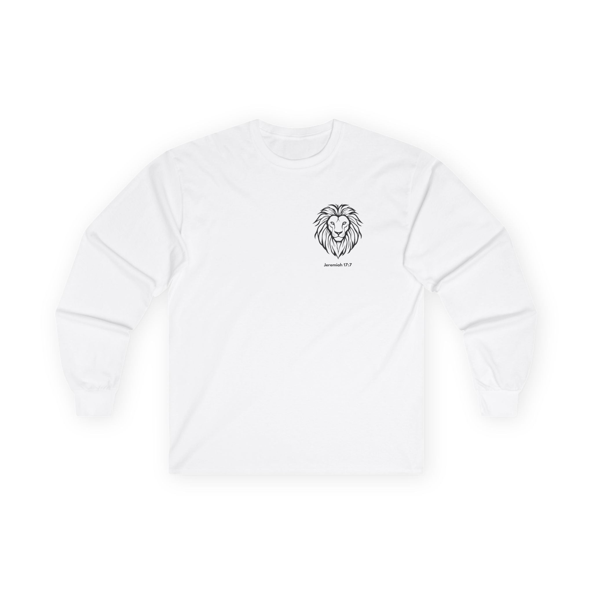Blessed Is The Man Lion Long Sleeve Tee — "Blessed is the man who trust in The Lord" (Jeremiah 17:7)