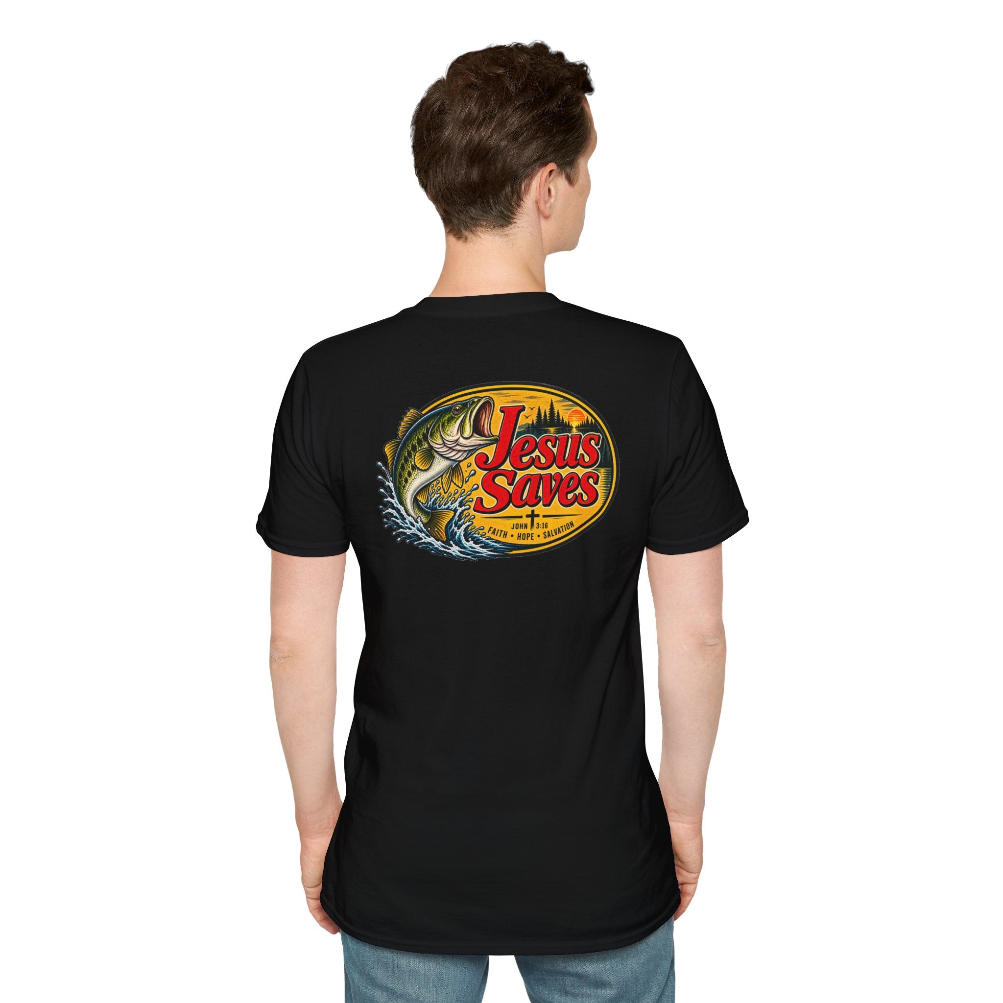 Jesus Saves Fishing Graphic T-Shirt