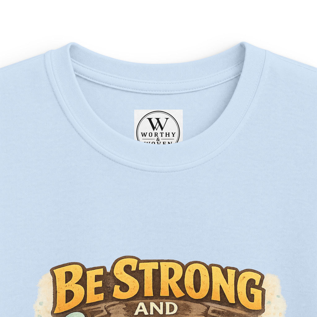 Be Strong and Courageous Kids T‑Shirt — Lion Design, "Do Not Be Afraid" (Bible Verse)