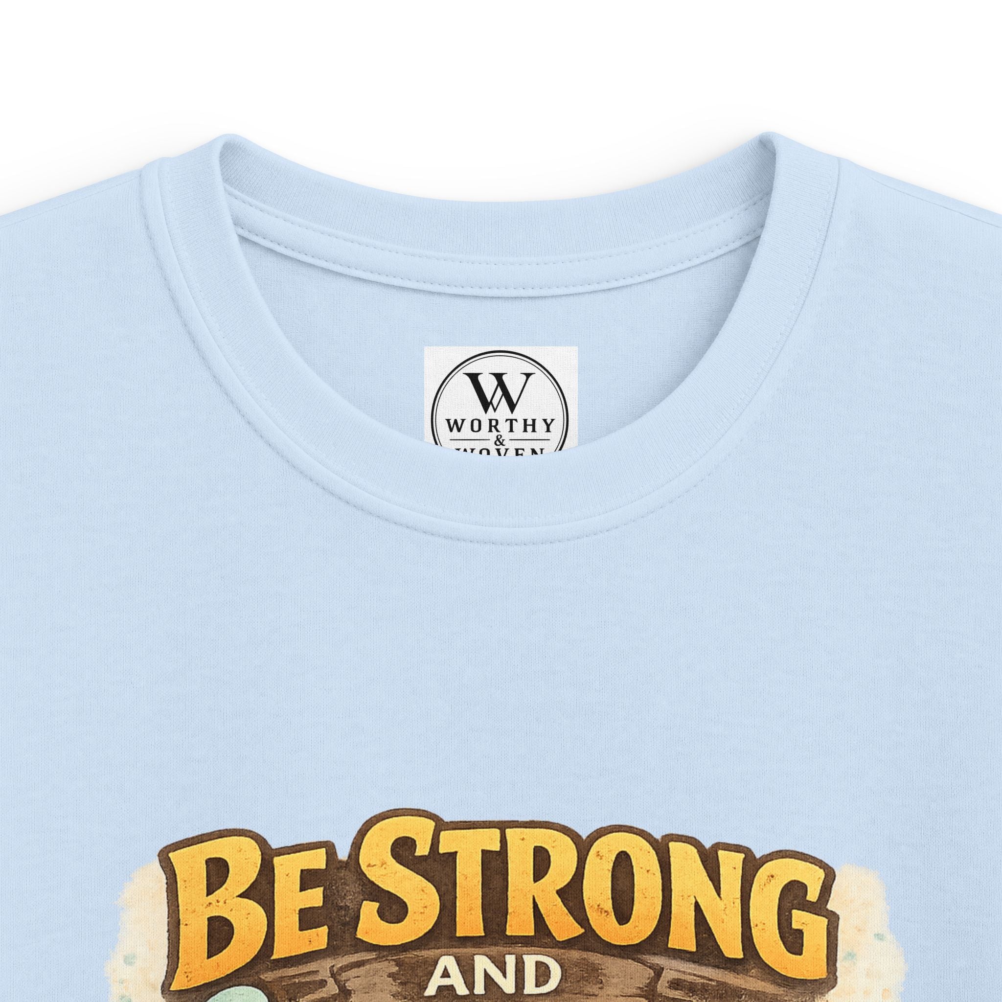 Be Strong and Courageous Kids T‑Shirt — Lion Design, "Do Not Be Afraid" (Bible Verse)