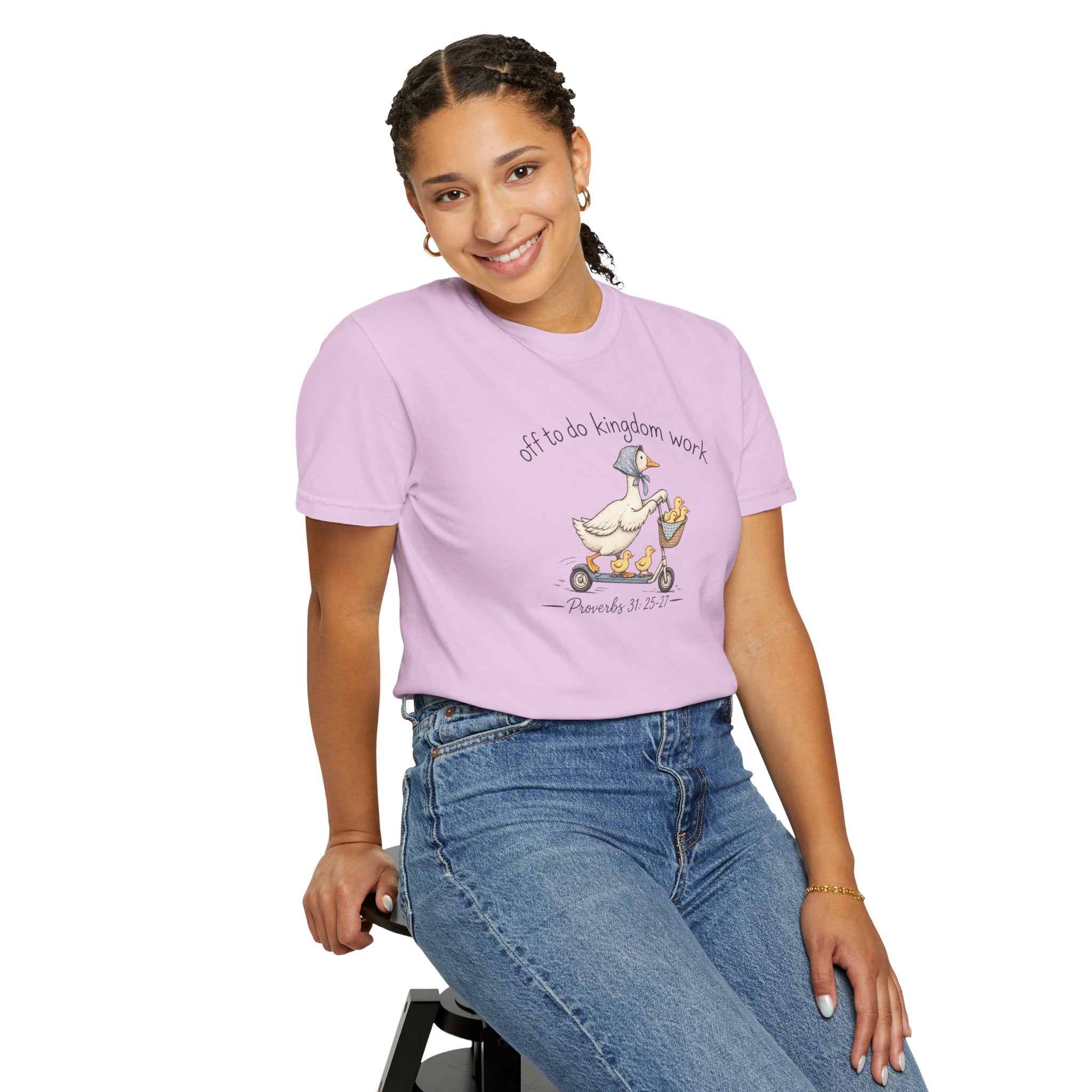 Duck Scooter T-Shirt — "Gf to do kingdom work" Cute Vintage Animal Tee