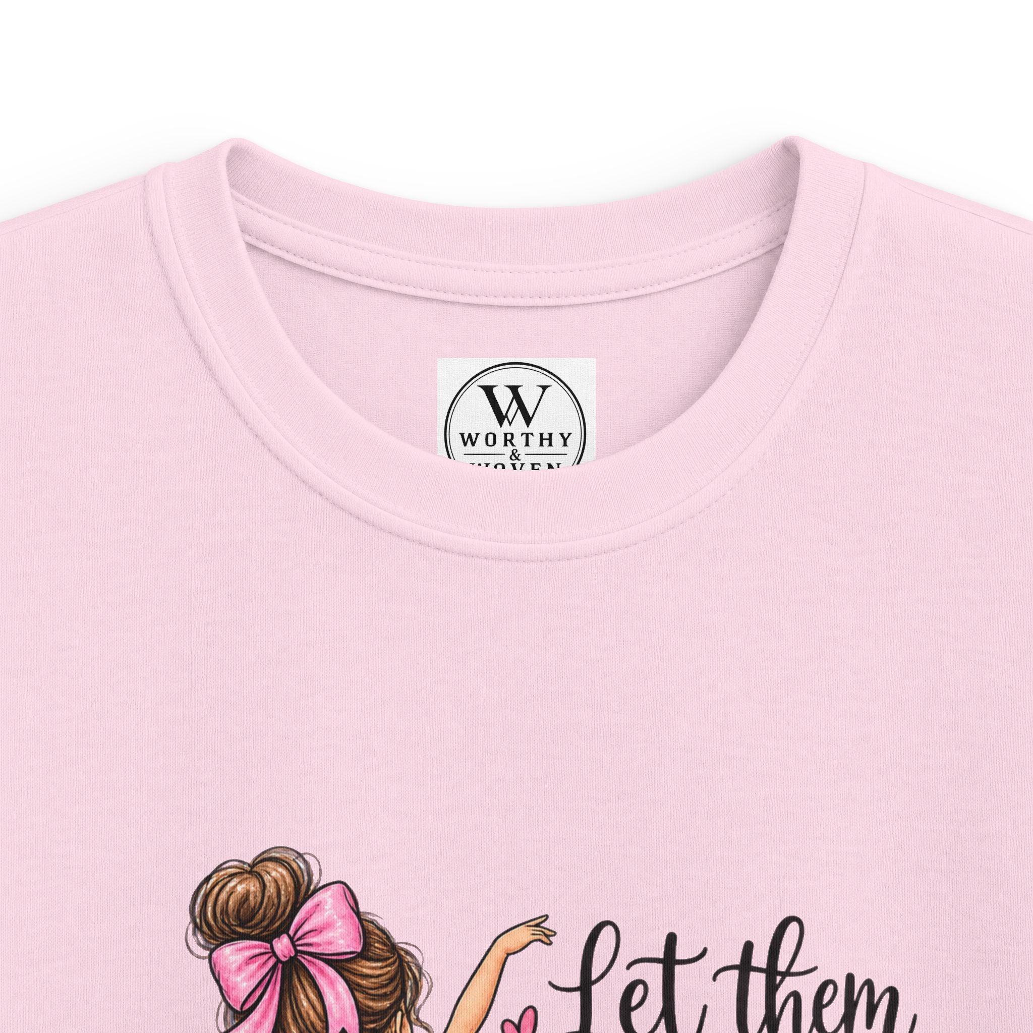 Kids Tee — "Let Them Praise His Name With Dancing" Pink Ballerina Psalm 149:3 Christian Shirt