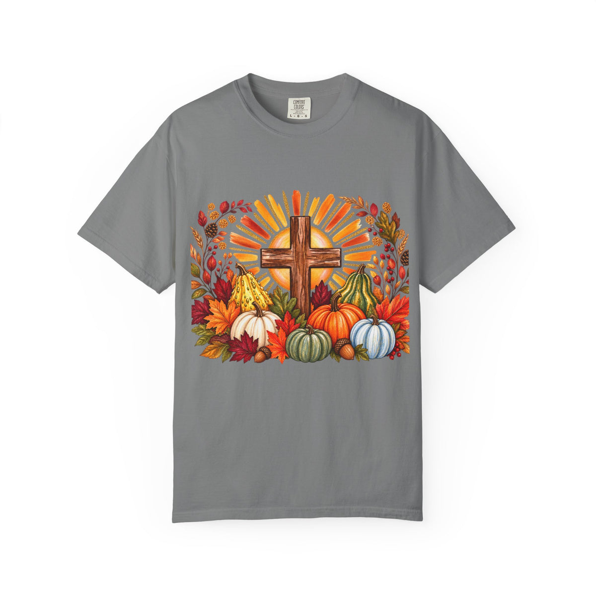 Autumn Harvest Cross TShirt Fall Pumpkin  and Faith Graphic
