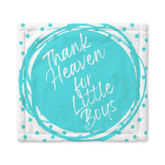 Baby Lovey Blanket — "Thank Heaven for Little Boys" Blue Minky Security Blanket